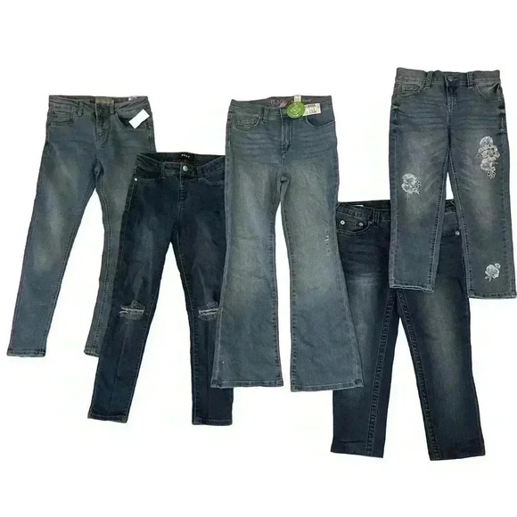 Girls Sz 10 Jeans True Religion Lucky Brand DKNY Lot Flare Capri Skinny Straight - Picture 1 of 7